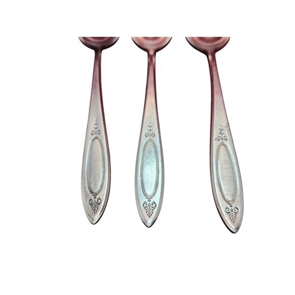 Oneida Adam Silverplate 1917 Teaspoon Lot of 3 Vintage Flat Handle 6” Pattern - Picture 5 of 8